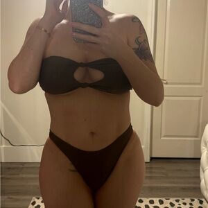 Brown Bandeau Bikini Set